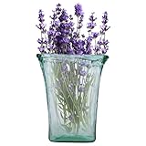 URBNLIVING 25cm Vintage Tall Vase Textured Glass Ribbed Rectangular Flower Floral Arrangement Holder Display for Home Decor Living Room and Office Centerpiece Modern Decorative Personalised Gifts