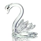 H&D HYALINE & DORA Crystal Swan Paperweight,Glass Swan Animal Figurine for Wedding Table Decoration Collectible