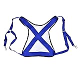 Cocoarm Fishing Harness Adjustable Shoulder Back Support Belt for Fishing, Ultralight Fishing Vest Cross Webbing with Ventilated Mesh, PVC Blue and White, One Size Fits Most