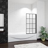 Acezanble 800x1400mm Matt Black Frame Pivot Shower Bath Screen Black Silk Screen