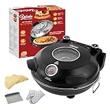 YIBAKE Pizza-Oven-Electric, 31cm Refractory Pizza Stone, 1200W Countertop-Pizza-Maker, 4-Min-Pizza in Pizza Maker, Dual Temp control, with Pizza Peels & Scraper Black