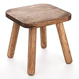 YOUEON Small Wooden Stool, 24 cm Non-Slip One Step Stool for Adults Kids, Holds up to 300 Lbs, Portable & Sturdy, Small Footstool for Bedroom, Bathroom, Kitchen, Easy to Assemble