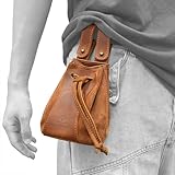 Drawstring Leather Ammo Pouch, Ammunition Magazine Belt Bag Rifle Shotshell Holder Cartridge Storage Bag (Small)