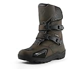 Texpeed Leather Motorcycle Boots For Men - Vintage Pirates 100% Waterproof Short Cut CE Approved Touring Biker Shoes - Brown - UK 9