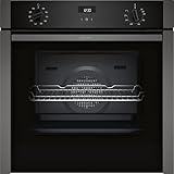 NEFF, N50, B3ACE4AG3B, 60cm Built-in Single Oven with Hide®, Eco Clean back with Easy Clean, CircoTherm, 7 functions and LCD display in Graphite-Grey