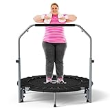 CLORIS 40'' Foldable Fitness Trampoline - Max Load 400lbs, Rebounder with Adjustable Foam Handle Indoor/Outdoor Fitness Body Exercise (40'' Black-2)