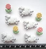 Counting Sheep Cartoon Farm Animals Novelty Craft Buttons by Dress It Up