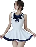NewBull Sexy Women Schoolgirl Uniform Japanese Sailor Suit Cosplay Costume Schoolgirl Lingerie Roleplay Outfit Lolita Dress Cosplay Sailor Uniform Student JK Lingerie
