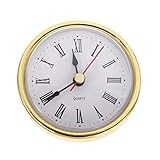 Emivery Classic Clock Movement 2-1/2 (65mm) Round Roman Numeral Quartz Clock Insert with Gold Trim Home Decor