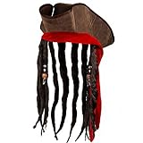 Boland Brown Pirate Hat with Hair Dreadlocks Captain Jack Headwear Buccaneer Dress Up Adult OneSize