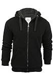 BRAVE SOUL Mens Hooded Sweatshirt Jumper 'Zone' Hoodie Sherpa Lined (Zone (Black)) XL