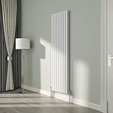 NRG White Oval Radiator Vertical 1800x472mm Double Panel Central Heating Radiators Perfect for Bathrooms Kitchen Living Room