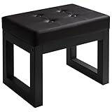 IBUYKE 16 Inch Small Foot Stool Ottoman, Rectangle PU Faux Leather Foot Rest with Padded Seat and Metal Legs, Modern Ottoman Foot Rest for Living Room Bedroom Entryway Couch, Black WBD026B