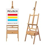 MEEDEN Studio H-Frame Easel with Art Supply Storage Drawer - Adjustable (60"~75") Solid Beech Wood Easel Stand for Artists, Students and Adults, Holds Canvas Art up to 35"