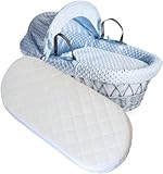 Baby Fully Breathable Fits Mamaa and Papaa compatible with Mothercare Bassinet Stokke Junior Boori Purotex Oval Cot Washable Cover for Moses Basket & Pram (66 x 30 cm)