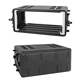 HOHIYO Rack Case, 4U Shallow 12" Depth, 19" Rackmount Flight Case, Durable HDPE Watertight Dust-Proof Shock Mount Rack with Microphone Compartments (260-4U)