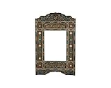 Poufs&Pillows Moroccan Wooden Mirror Frame Green - 100x60 cm - Hand painted Zouak Style Arabic Hanging Wall Mirror (Green Vintage)