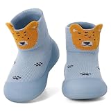 MASOCIO Baby Sock Shoes Toddler Boy Girl First Walking Pre Walkers Soft Rubber Sole Pram Crawling Slipper Shoes Infant Size 6.5 UK Child Non Slip 2-3 Years Blue