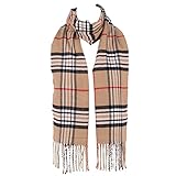 Hat To Socks Super Soft Classic Check Plaid Winter Scarf for Men and Women (Camel)