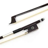 Kmise Violin Bow 4/4 Brown Carbon Fiber Bows for Fiddle Round Stick with Mongolian Horse Hair Ebony Frog Silver Wire Winding for Beginner Practice