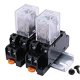 mxuteuk 2pcs JQX-13FL AC 220V/240V LED Indicator Electromagnetic Power Relay 8 Pin 10A Coil Relays DPDT with Socket Base,with DIN Slotted Aluminum Rail