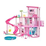 Barbie Dreamhouse, 3-Storey House with 10 Play Areas Including Pool, Slide, Elevator, 75 Doll Accessories, Toy Puppy, Adult Assembly Required, Toys for Ages 3 and Up, One Toy House, HMX10
