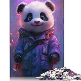 500 Piece Cute Panda in Purple Coat Adult Jigsaw Puzzle Wooden Puzzles for Teenagers Gifts Puzzle for Adults And Teenager 500pcs (52x38cm)