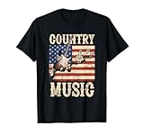 Country Music Retro Vintage Guitar American Flag T-Shirt