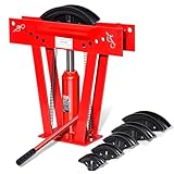 VEVOR Hydraulic Pipe Bender, 12 Ton Manual Copper Exhaust Pipe Bending Machine with 6 Dies (1/2" - 2") and 90-180° Adjustable Rollers, Heavy-Duty Pipe Tube Bender for Piping Railing Construction