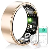 HPLSZCN Smart Ring Health Tracker, Sleep & Heart Rate Monitor, IP68 Waterproof Fitness Ring for Men/Women, Smart Ring Fitness Tracker for Daily Sports, Android & iOS (Gold, #10)