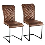 AINPECCA Dining Chairs Set of 2 Suede Brown Dining Chair with Padded Seat, High Back and Stylish Modern Design Kitchen Chairs for Dining Room (Brown, 2)
