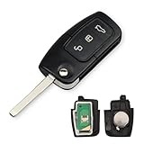 Heart Horse Car Key Fob Replacement for Fiesta Focus Mondeo MK4 C-Max S-Max Galaxy, 3 Buttons Flip Folding Remote Key Shell Case with 433Mhz 4D63 Chip, Fiesta Remote Key Case, Mondeo Remote Key
