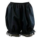 Brigitta Black Victorian/Edwardian Bloomers - Pantaloons With Lace Trim Fancy Dress Sissy Knickers (Extra Large)