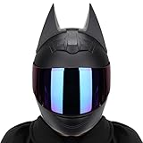 DOPORA Adult Motorcycle Modular Full Face Helmet with Bat Head ECE Approved Motorbike Moped Street Bike Racing Motocross Off-Road Scooter Helmet for Youth Women Men,Matt Black C,M