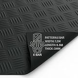 PG Floor Rubber Matting Roll 5.5m x 1.2m, 20m Black Non Slip 5 Bar Mat, Heavy Duty 3mm Thick Waterproof Flooring for Garage Gym Van Shed