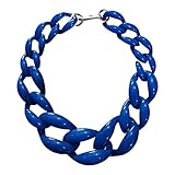 CLSSLVVBN Vintage Style Women S Jewelry Necklace Handmade Cuban Chain Collar Statement Piece Women Boho Chunky Acrylic Link Chain, Royal blue