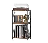 HFHOME Vinyl Record Storage 3 Tier Side Table, Record Player Cabinet for Vinyl Storage and Display, Turntable Stand in Living Room, Bedroom, Music Room