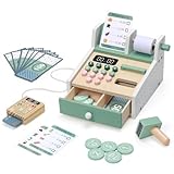 OSLINE Gifts For 2 3 4 Year Old Girls Boys,Wooden Montessori Educational Learning Pretend Play Toys,Cash Register for Kids,Role Play Toys for 3-5 Year Old Birthday Gift