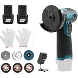 12V Mini Cordless Angle Grinder with 6 Cutting Discs and 2pcs Batteries, 19500RPM, Battery Powered 76mm Mini Angle Grinder Tool for Cutting Polishing and Sharpening