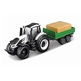 Maisto Mini Working Machines VALTRA M2/Q TRACTOR WITH TIPPING TRAILER – 3” – Incredibly Detailed Die-Cast Replica Collectible Model, Grey