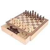 Toyrific 2 in 1 Board Games Chess Set and Draughts Board Games, Traditional Game for Kids & Adults