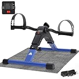 EVOLAND Pedal Exerciser Arm and Leg Pedal Machine, Foldable Mini Exercise Bike Sit Down Exercise Fitness with LCD Display for Home Office Workout, Blue