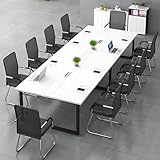 Large Conference Table for Office & Meeting Room – Long Rectangular Desk for 6-20 People, Cable Management, Adjustable Foot Pads,Easy Assembly (Chairs Not Included)