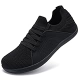 Mioceko Wide Toe Barefoot Shoes Womens Memory Foam Running Shoes Lightweight Ladies Arch Support Trainers Black 3 UK