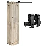 QINAIXQM 3.3FT/100CM Sliding Door Track Folding Door Hardware Kit Closet Rail Roller 2 Doors Accessory fits Maximum Single Door Leaf Width: 48CM, Excluding Door Panels