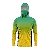 HEARTTOUCH Men's UV Protection Fishing Hoodie UPF 50+ Long Sleeve Fishing Shirt with Mask Hoodie Quick Drying Rash Guard Fishing Clothing, 6, XXXL
