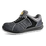 SAFETOE Comfort Wide Fit Safety Shoes - 7331 Man Light Weight Safety Trainers with Composite Plastic Toe Cap, Metal Free Women Size Work Shoes Boots with Breathable Leather Gray 6 UK