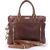 Catwalk Collection Handbags - Women's Large Leather Tote Bag - Ladies Work Laptop Bag - Briefcase With Detachable Cross Body Strap - Adele - Brown