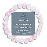 SIMPLI BASIC Natural Rose Quartz Healing Crystal Bracelet 8mm Bead Unisex Success & Positive Energy Healing Gemstone Beaded Bracelet Valentines Gifts for Her