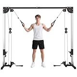 SPORTNOW Multi Home Gyms with Cable Pulley System, Cable Crossover Machine with 4 Handles for Full Body Strength Training, Power Rack for Home Workout, Black